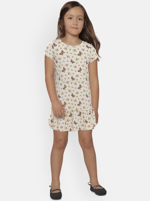 

GAP Girls' Off-White Print Ruffle T-Shirt Dress