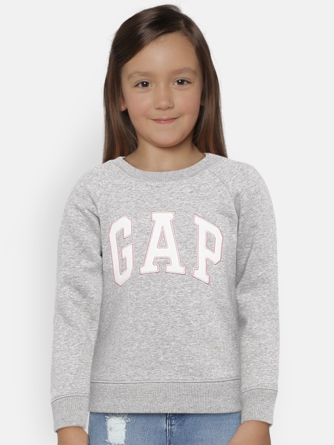 

GAP Girls' Light Heather Grey Logo Raglan Crewneck Sweatshirt