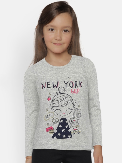 

GAP Girls' New York City Graphic Long Sleeve T-Shirt, Grey