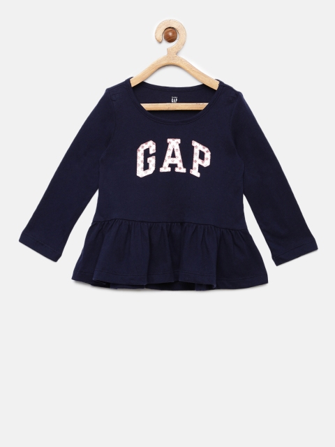 

GAP Girls' Navy Uniform Logo Peplum T-Shirt, Navy blue