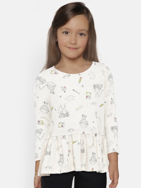 

GAP Girls' Off-White Print Tunic Pure Cotton Top