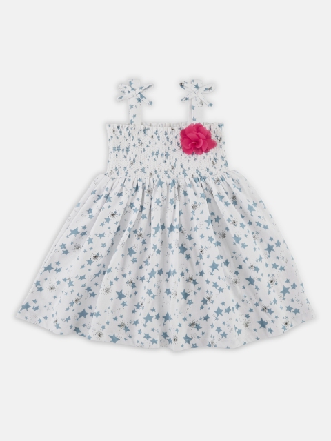 

Chirpie Pie by Pantaloons Girls White Printed Smocked Fit and Flare Dress