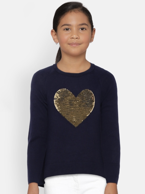 

GAP Girls' Flippy Sequin Sweater, Navy blue