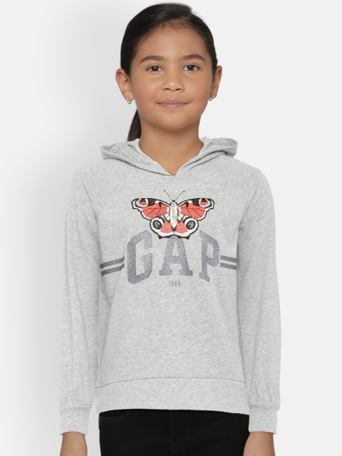 

GAP Girls' Logo Slouchy Hoodie Sweatshirt, Grey melange