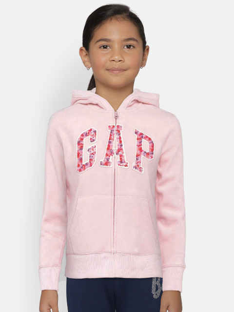 

GAP Girls' Pink Embellished Logo Hoodie Sweatshirt