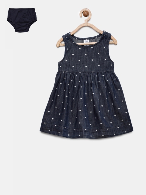 

GAP Girls' Navy Blue Denim Heart Dress