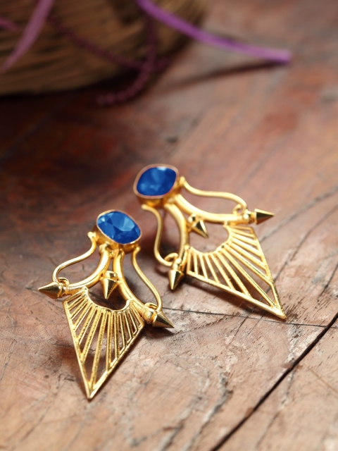 

DIVA WALK Gold-Toned & Blue Contemporary Drop Earrings