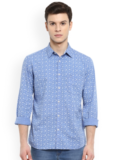

Parx Men Blue & White Slim Fit Printed Casual Shirt