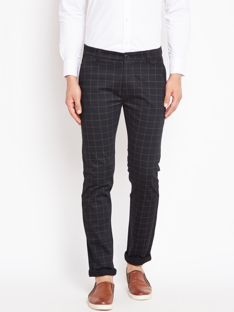 

Hancock Men Black Comfort Slim Fit Checked Chinos