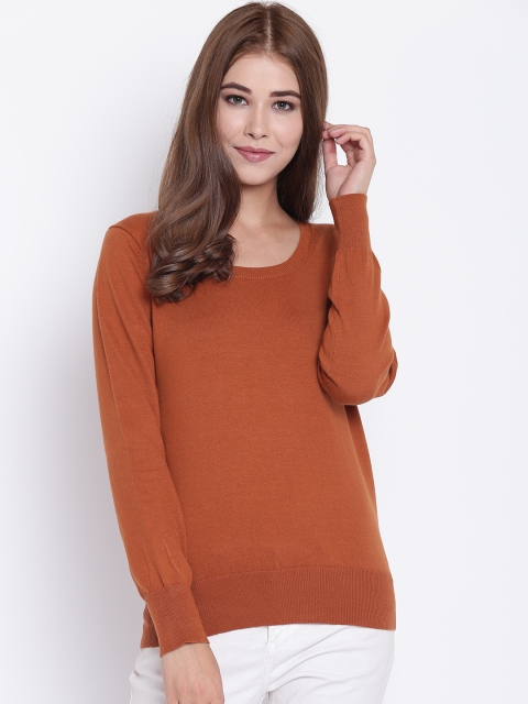 

Madame Women Rust Orange Solid Sweater