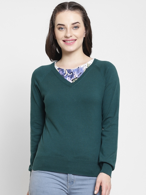 

Madame Women Green Solid Pullover