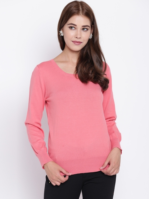 

Madame Women Peach-Coloured Solid Pullover