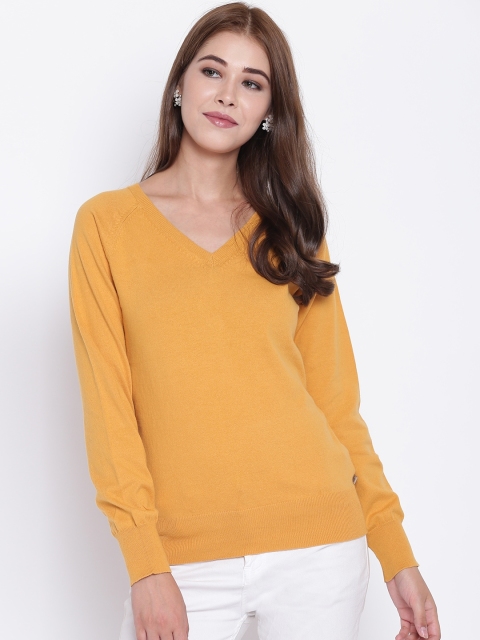 

Madame Women Mustard Yellow Solid Pullover