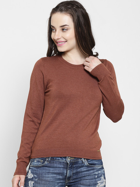 

Madame Women Brown Solid Pullover