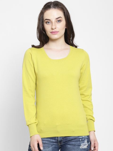 

Madame Women Lime Green Solid Pullover