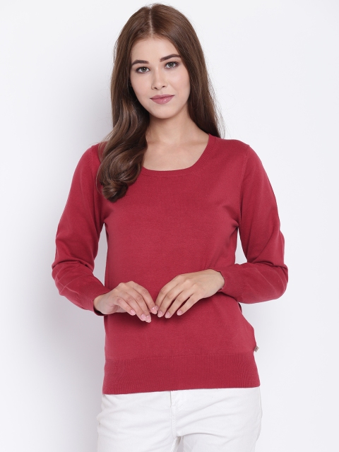 

Madame Women Rust Red Solid Sweater