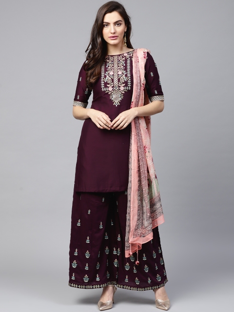 

Saree mall Purple & Pink Embroidered Unstitched Dress Material