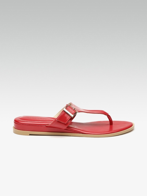 

HEATWAVE Women Red Solid T-Strap Flats