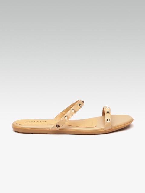 

HEATWAVE Women Beige Embellished Open Toe Flats