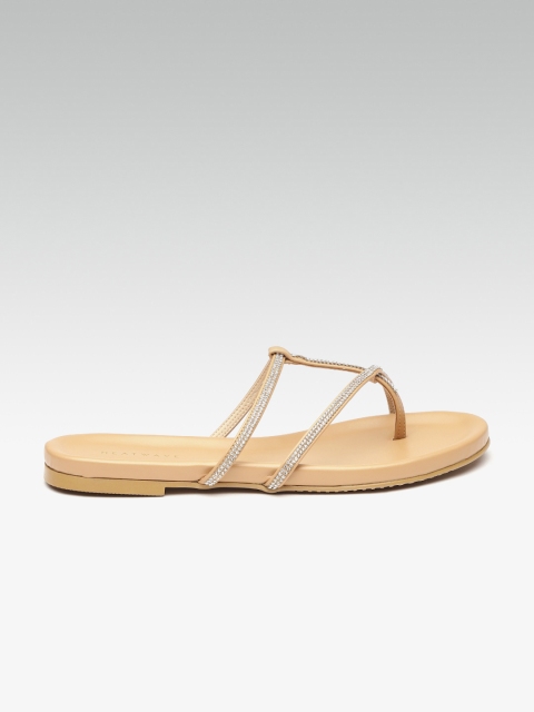 

HEATWAVE Women Beige Embellished Open Toe Flats