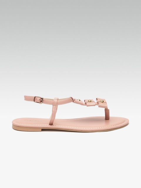 

HEATWAVE Women Pink Solid T-Strap Flats