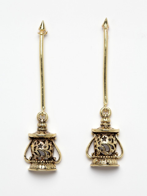 

DIVA WALK Gold-Toned Gold-Plated Handcrafted Contemporary Drop Earrings