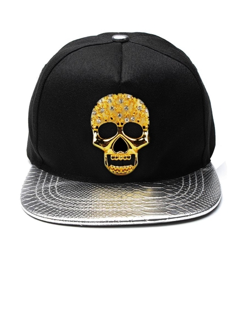 

Knotyy Unisex Black & Silver-Toned Embellished Snapback Cap