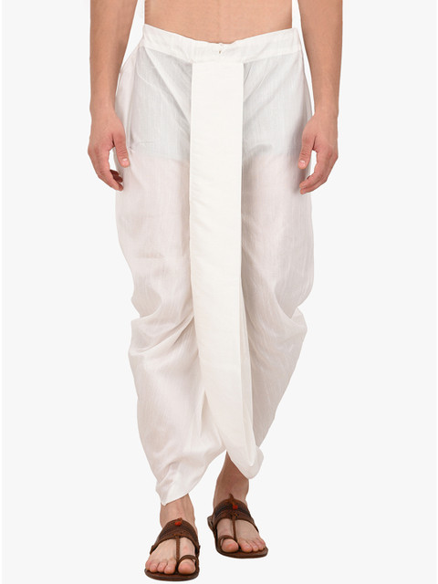 

TAG 7 Men Solid White Dhoti Pants