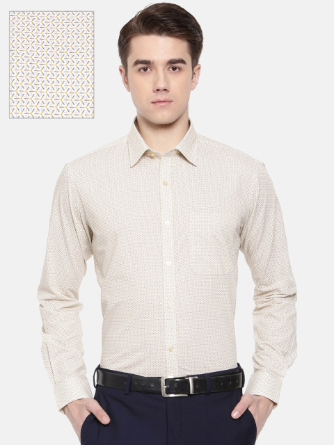 

Raymond Men Cream-Coloured Slim Fit Printed Formal Shirt