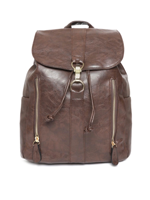 

DressBerry Women Coffee Brown Solid Backpack