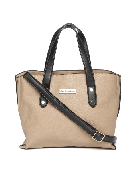 

Mast & Harbour Beige Solid Handheld Bag with Detachable Sling Strap