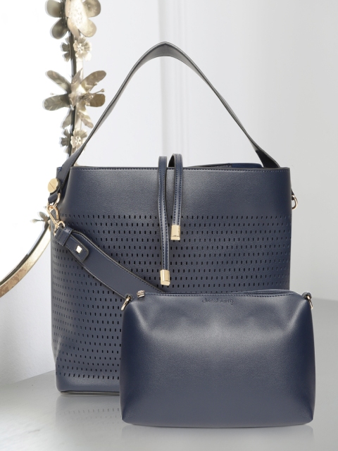

DressBerry Navy Blue Solid Shoulder Bag with Pouch
