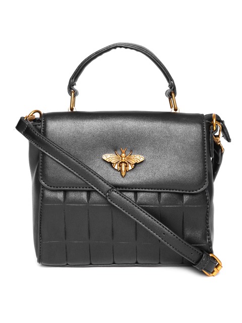

DressBerry Black Textured Satchel Bag
