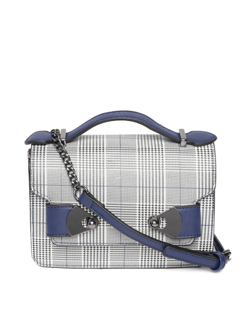 

Mast & Harbour White & Navy Blue Checked Satchel