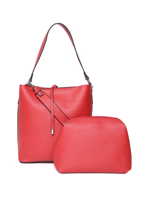 

ether Red Solid Shoulder Bag with Pouch & Detachable Strap