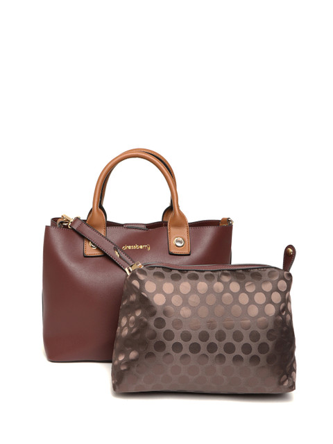 

DressBerry Burgundy Solid Handheld Bag with Detachable Sling Strap & Pouch