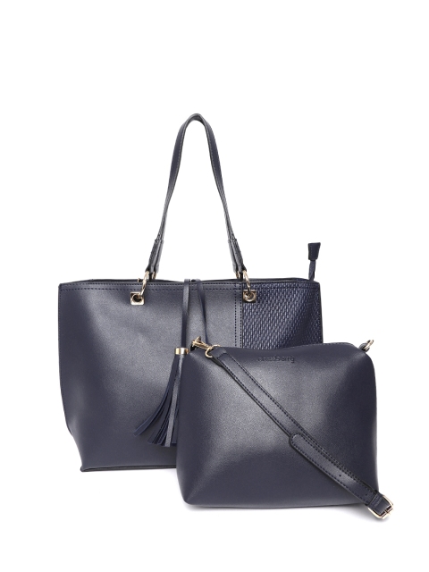 

DressBerry Navy Blue Textured Shoulder Bag