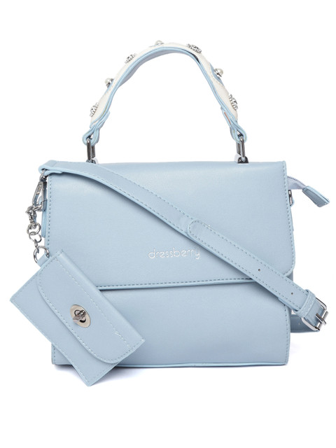 

DressBerry Blue Solid Satchel Bag with Coin Purse