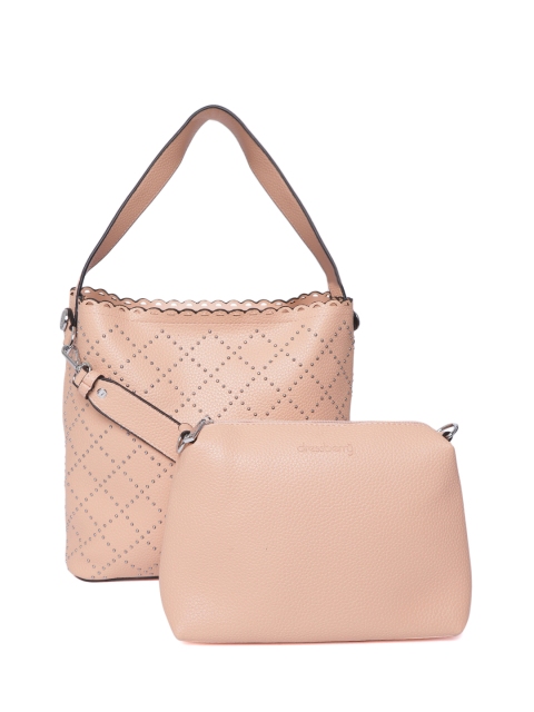 

DressBerry Pink Embellished Handheld Bag with Pouch