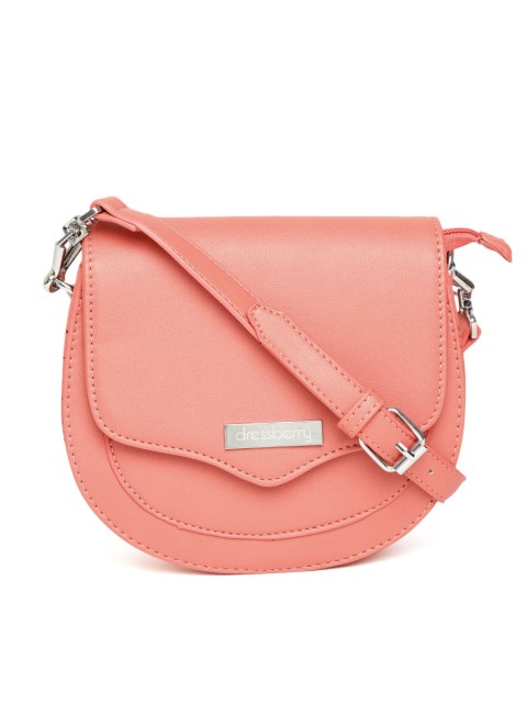 

DressBerry Coral Pink Solid Sling Bag