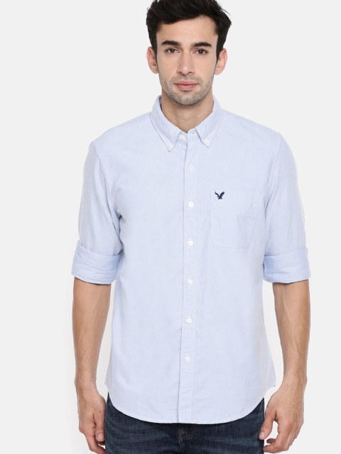 

AMERICAN EAGLE OUTFITTERS Men Blue Slim Fit Solid Casual Shirt