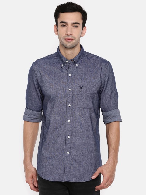 

AMERICAN EAGLE OUTFITTERS Men Blue Slim Fit Solid Casual Shirt