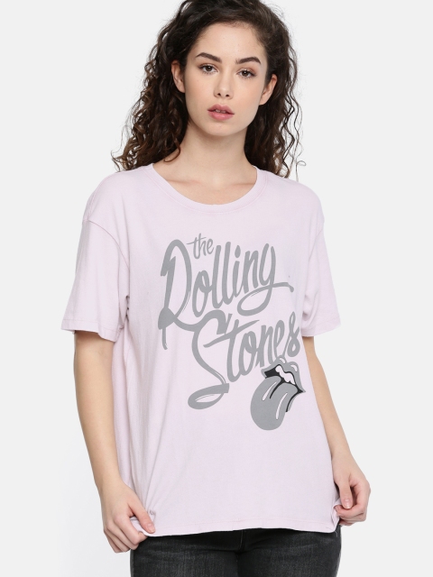 

AMERICAN EAGLE OUTFITTERS Women Pink Printed Round Neck T-shirt