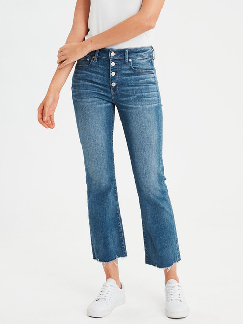 

AMERICAN EAGLE OUTFITTERS Women Blue Bootcut High-Rise Clean Look Stretchable Jeans