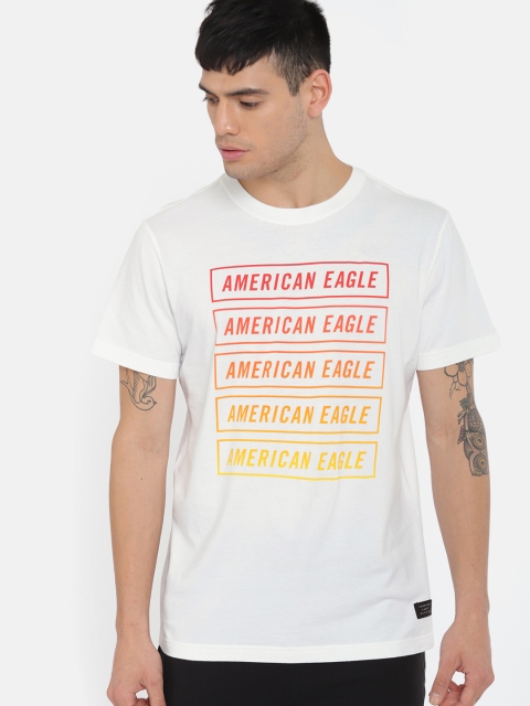 

AMERICAN EAGLE OUTFITTERS Men White Printed Round Neck T-shirt