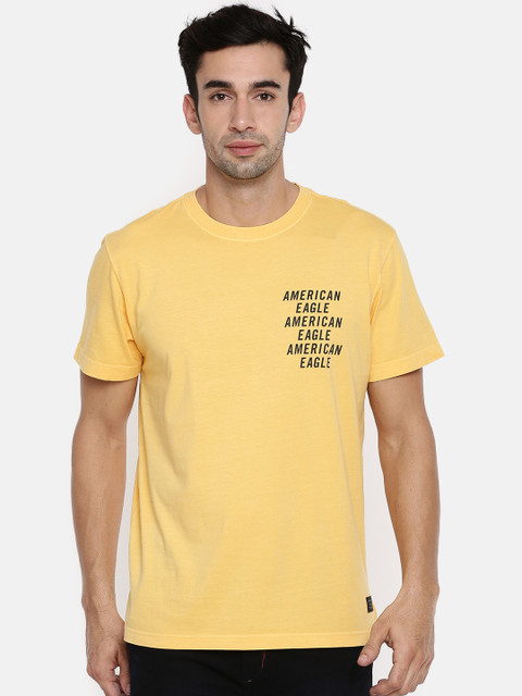 

AMERICAN EAGLE OUTFITTERS Men Yellow Printed Round Neck T-shirt