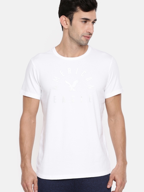 

AMERICAN EAGLE OUTFITTERS Men White Printed Round Neck T-shirt