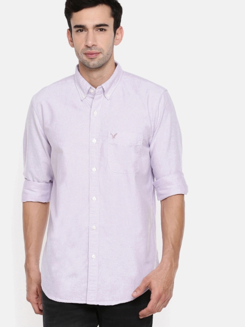 

AMERICAN EAGLE OUTFITTERS Men Mauve Slim Fit Solid Casual Shirt