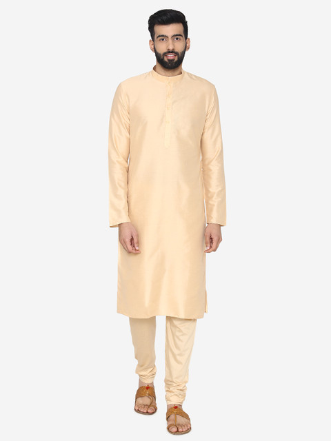 

Manyavar Men Beige Solid Kurta with Churidar