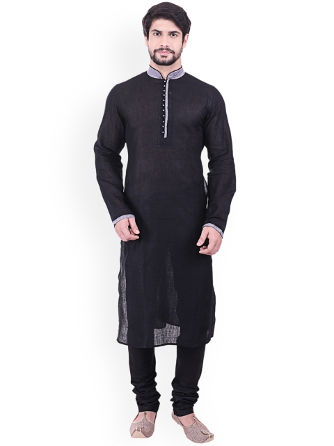 

Manyavar Men Black Solid Kurta with Churidar